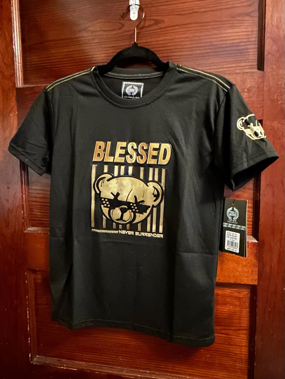 CR-24 Chrome Edge “Blessed” Teddy Bear Graphic T-Shirt – Size 10/12 – NWT